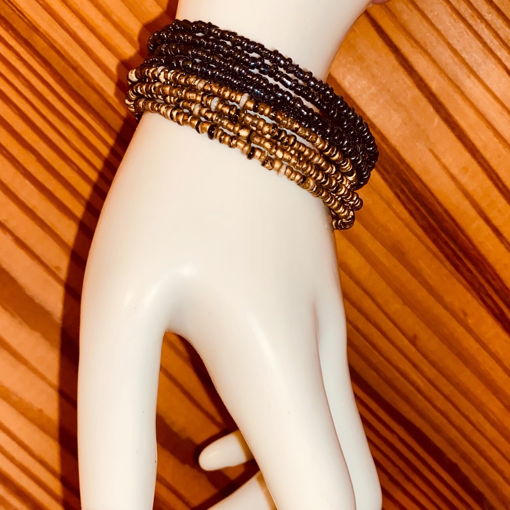 TWO PIECE BRACELET SET -- INDIAN BEADS